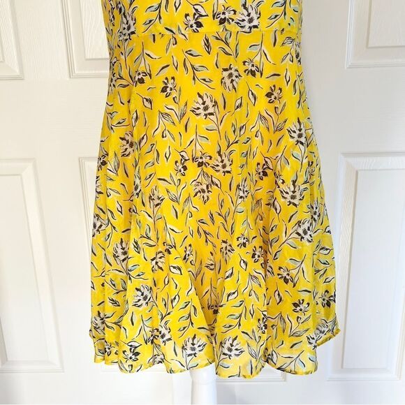 ALICE + OLIVIA Glinda Floral Silk-Cotton A-Line Swinging Sunbeam Yellow Dress 14 - Picture 7 of 11
